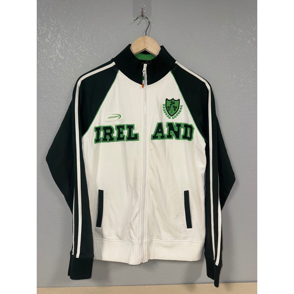 Lansdowne Ireland Track Jacket Mens Medium Green White Full Zip Shamrock Coat